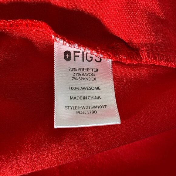 Figs Scrub Top Women's XXL Insiza Slim Mandarin Collar Top Classic Red - Picture 9 of 13